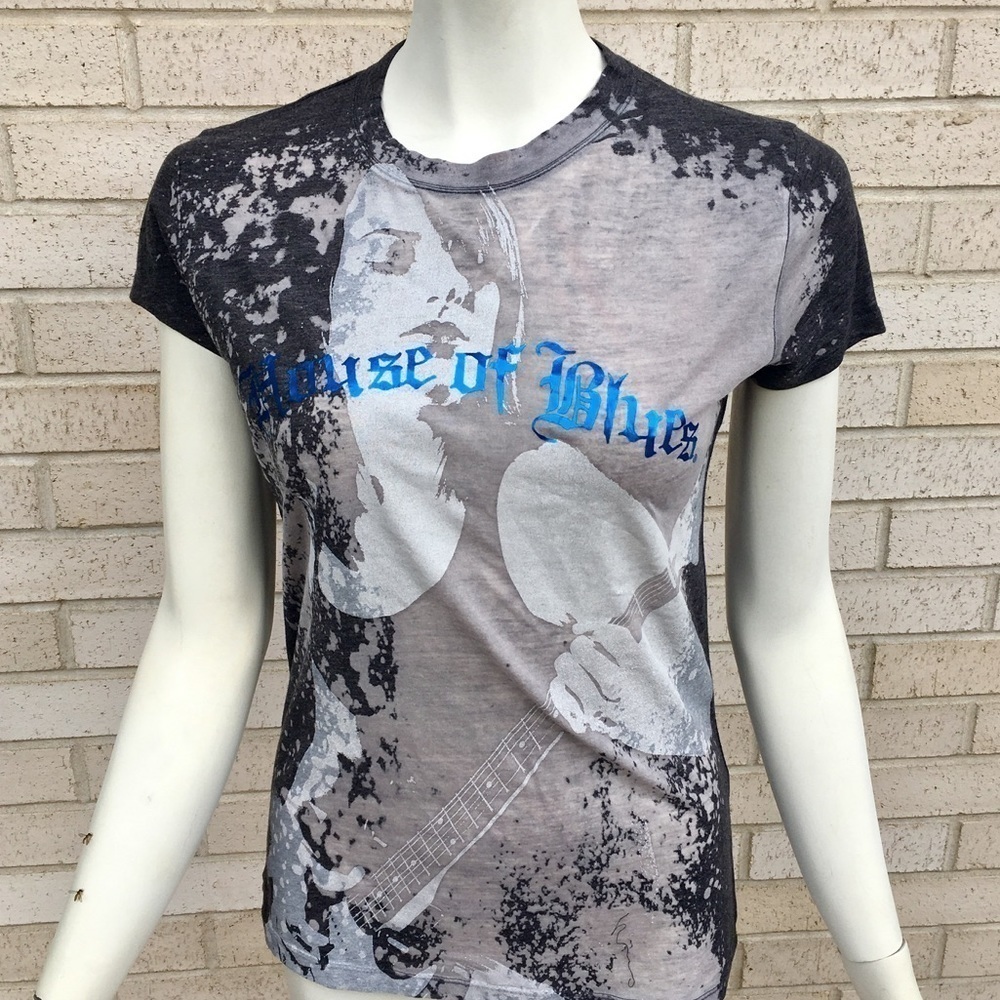 NWT House of Blues Rocketer T-shirt Gray & Blue
